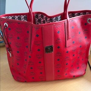 MCM Red Logo Tote